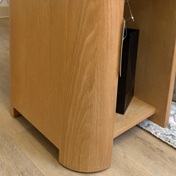 Ovelo Side Table Oak wood with travertine top（karhyn studio sale）