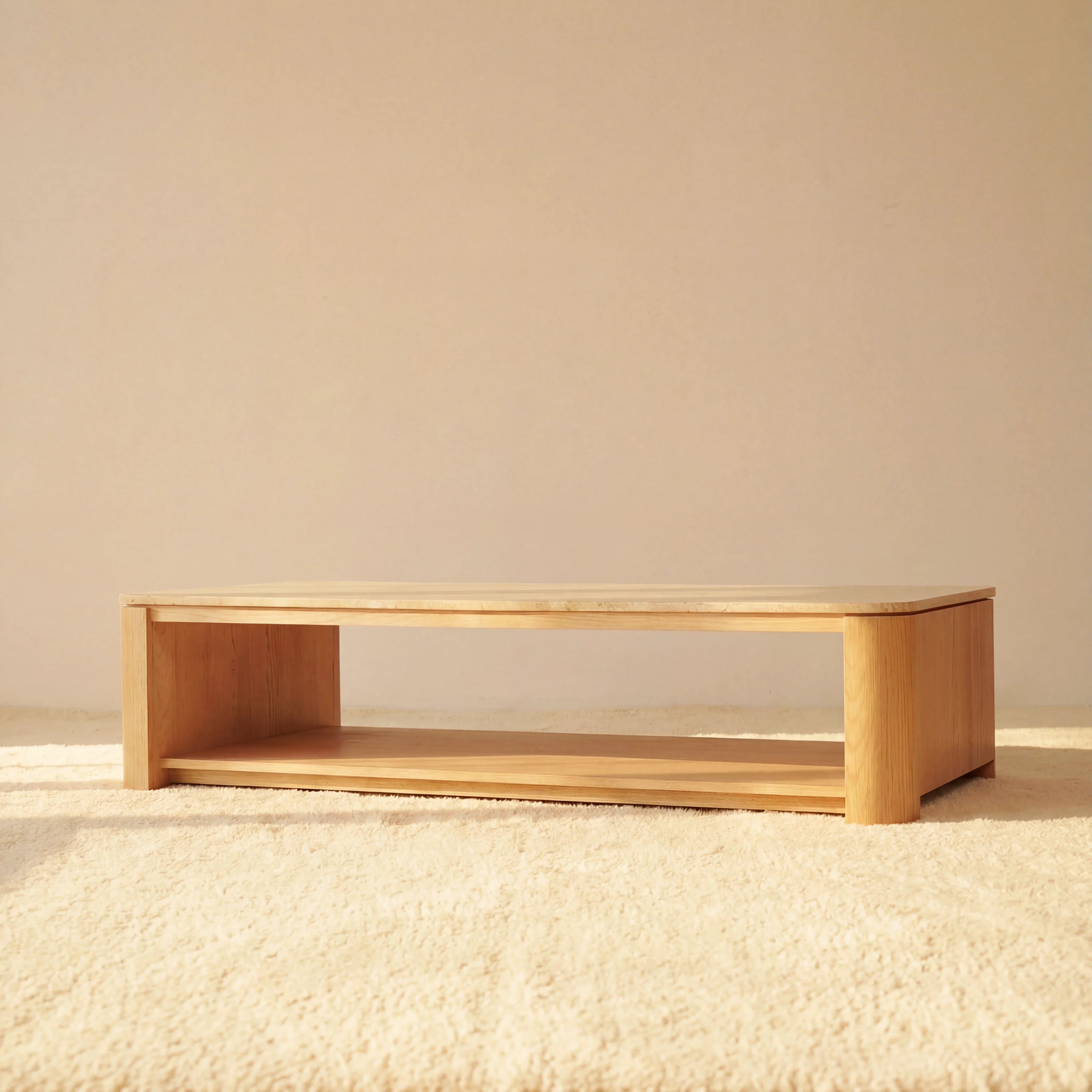 Ovelo Coffee Table Oak wood with travertine top