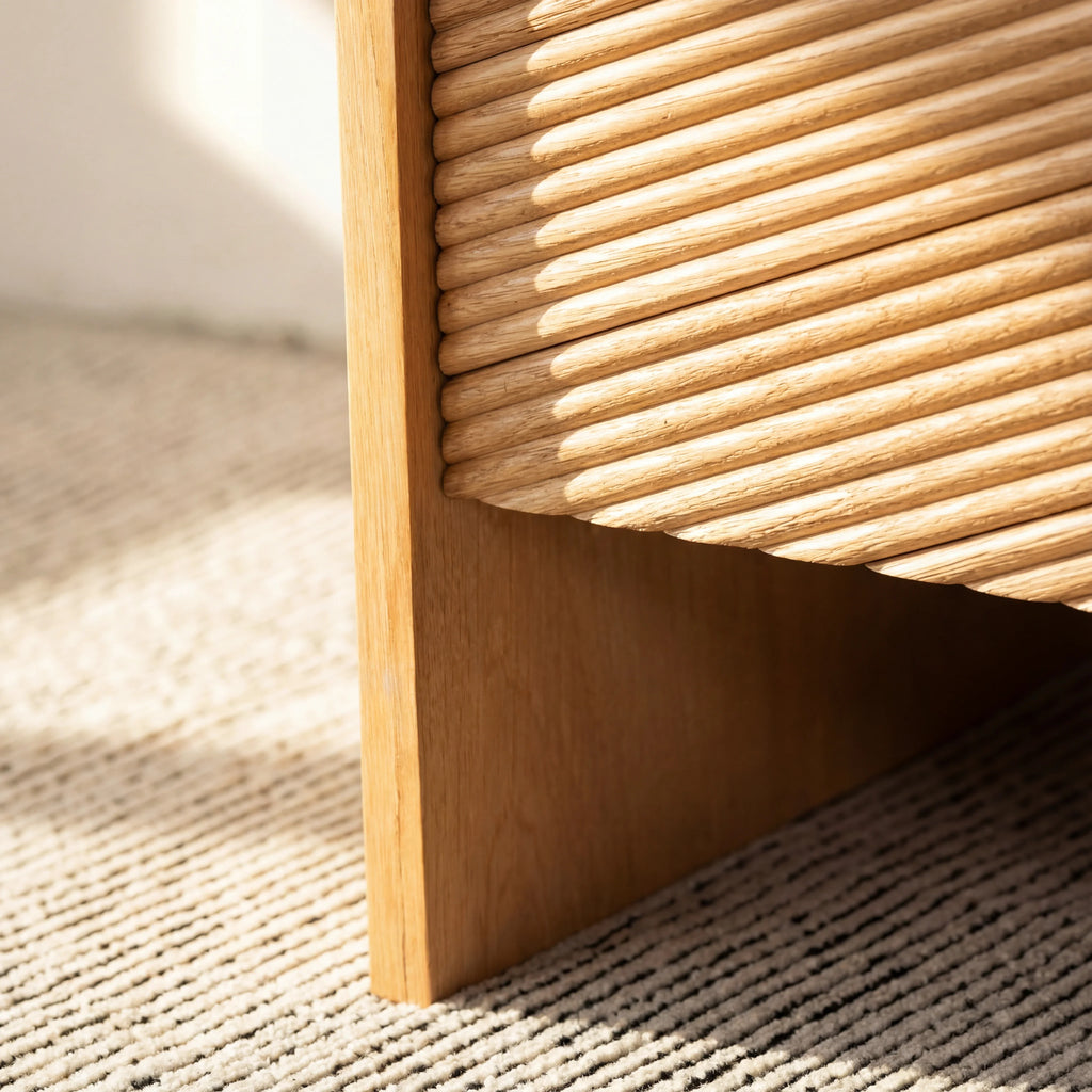 Vista Sideboard White oak with sculpted slat detailing
