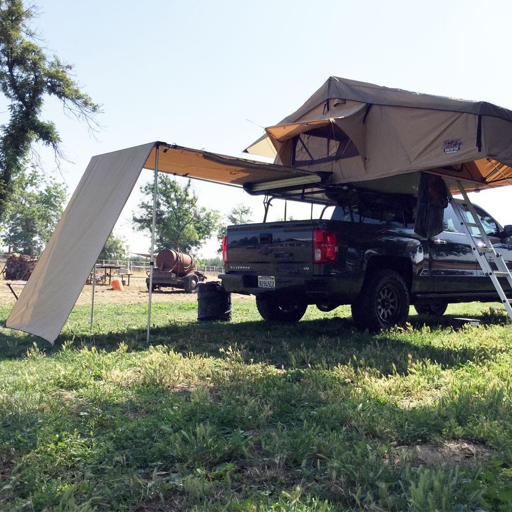Truck or Car Awning Shade Wall, 4.5x6 Feet, Poly-Cotton Ripstop Fabric, Tan