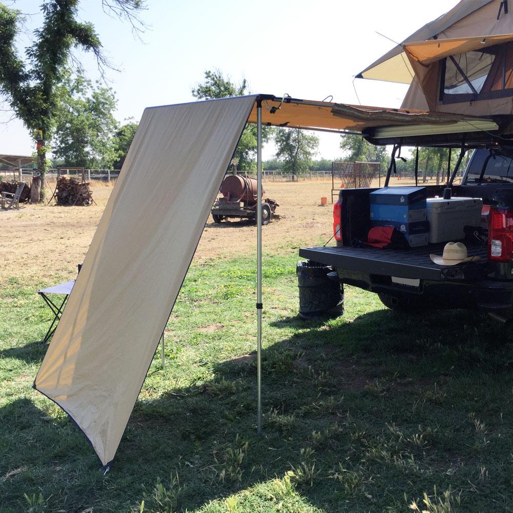 Truck or Car Awning Shade Wall, 4.5x6 Feet, Poly-Cotton Ripstop Fabric, Tan