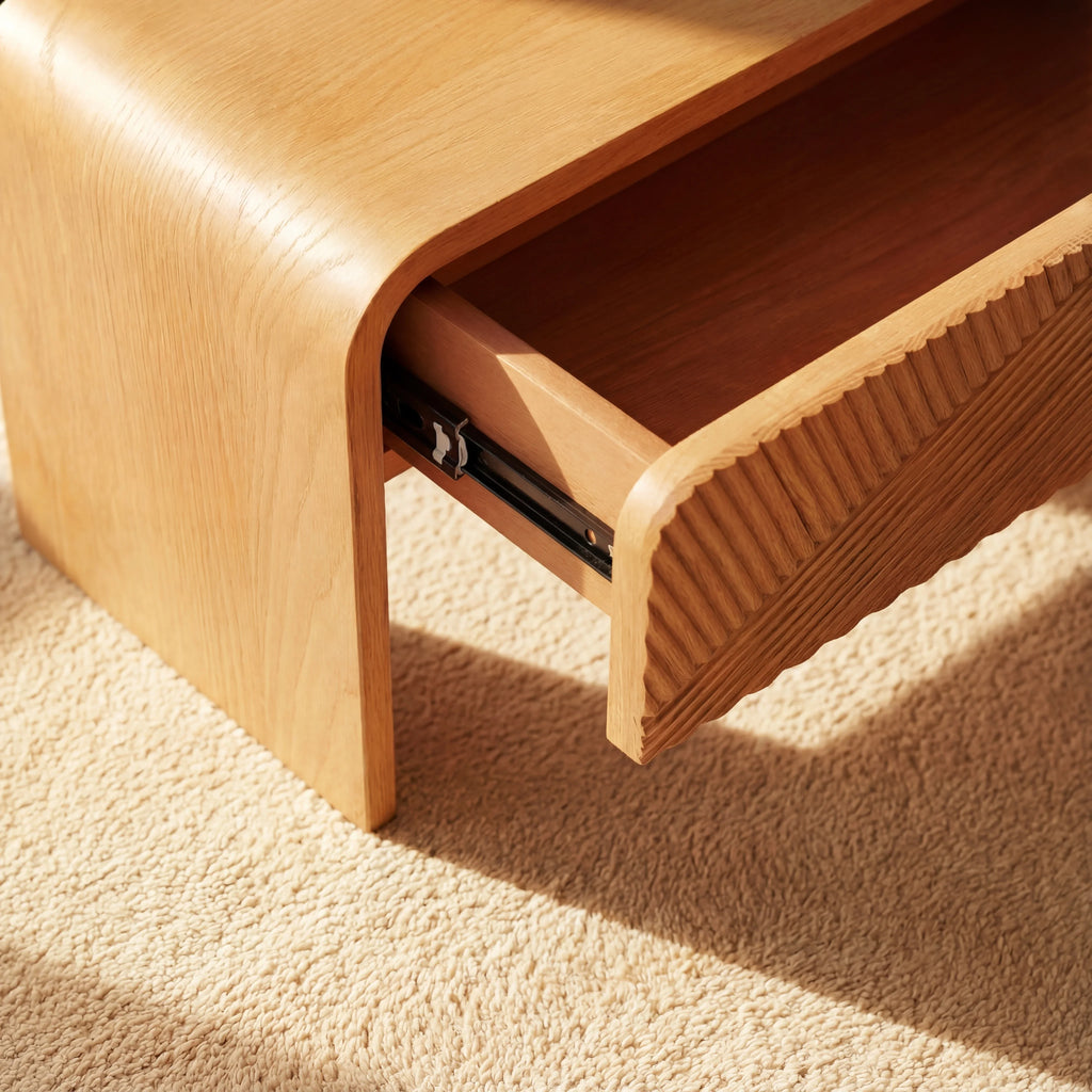VISTA Coffee Table White oak with sculpted slat detailing