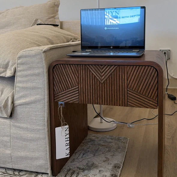Vista Side Table White oak with sculpted slat detailing（karhyn studio sale）